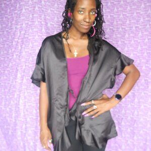 Victoria's secret flutter sleeve robe kimono in black size one size fits all OS.